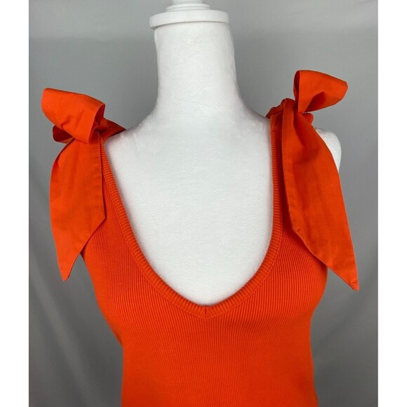 Maeve Anthropologie Womens Tank Top Medium Orange Rafaela Rib Bow Tank Top READ - Picture 2 of 11